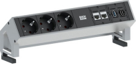 Bachmann 3x Schuko 2x CAT6 1x HDMI, 1x USB3.0 power uitbreiding 1,5 m 3 AC-uitgang(en) Zwart, Roestvrijstaal