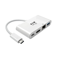 Tripp Lite U444-06N-HGU-C USB-C Multiport Adapter – HDMI, USB 3.x (5 Gbps) Nabenanschluss, Gigabit Ethernet, 60 W PD-Aufladung, HDCP, Weiß
