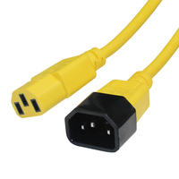 Videk IEC M (C14) to IEC F (C13) Mains Power Cable Yellow 3Mtr