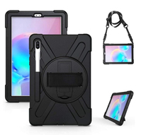 DLH COQUE RENFORCEE AVEC BANDOULIERE, POIGNEE ROTATIVE ET PIED SUPPORT POUR SAMSUNG GALAXY TAB S6 (SM-T860 / SM-T865)