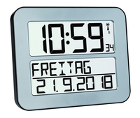 TFA-Dostmann 60.4512.54 napelemes rádiós vezérlésű óra Digitális ébresztőóra Ezüst