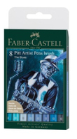 Faber-Castell Pitt Artist Pen Brush Tuschestift, 8er Etui,The Blues