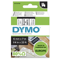 DYMO D1 etichette originali | stampa nera su bianco | 6 mm x 7 m | etichette autoadesive per etichettatrice LabelManager | 1 Pezzo