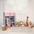 Relaxdays Kindergarderobe, HxBxT: 120 x 90 x 48 cm, Kleiderstange, 5 Fächer, Kleiderschrank Kinderzimmer, MDF, rosa/grau