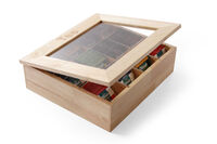 Hendi Teebox 12 Fächer Holzbox mit Sichtfenster