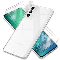 NALIA Set [5-in-1] compatible with Samsung Galaxy S23 Plus Cover, [1x Clear Protective Case & 2x Screen Protector Glass & 2x Camera Protector] Transparent Anti-Fingerprint Anti-...