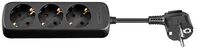 3-way Schuko Socket 1.5M Black Without ON/OFF Switch, with childproof / earth clipsPower Strips