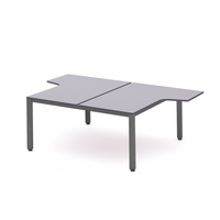 MESA DE OFICINA DOBLE (2 PUESTOS) SERIE EXECUTIVE CON FORMA DE L 160x163x240 ANTRACITA / GRIS