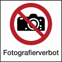Hängeschild - Fotografieren verboten, Fotografierverbot, Rot/Schwarz, Weiß