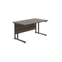Jemini Rectangular Double Upright Cantilever Desk 1200x800x730mm Dark Walnut/Black KF823025