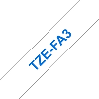 Brother TZeFA3 Ruban Textile COMPATIBLE de Etiquetas - Texte bleu sur fond blanc - Largeur 12mm x 3 mètres