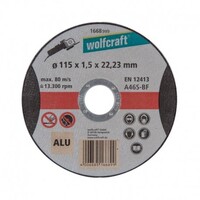 WOLFCRAFT 1668999 - Disco de corte para aluminio granel diam 115 x 15 x 222 mm