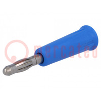 Plug; 4mm banana; 24A; 60VDC; blue; non-insulated; on cable