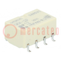 Relay: electromagnetic; DPDT; Ucoil: 12VDC; Icontacts max: 1A; SMD