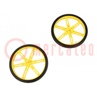 Wheel; yellow; Shaft: D spring; push-in; Ø: 80mm; Shaft dia: 3mm
