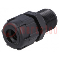 Cable gland; with long thread; PG9; IP68; polyamide; black