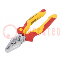 Pliers; insulated,crimping; steel; 180mm; 1kVAC; blister