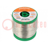 Soldering wire; Sn99,3Cu0,7; 500um; 0.5kg; lead free; reel; 227°C