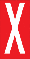 Buchstaben - X, Rot, 38 x 22 mm, Baumwoll-Vinylgewebe, Selbstklebend, B-500