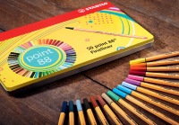 Fineliner STABILO® point 88® Metalletui, sortiert mit 50 Stiften