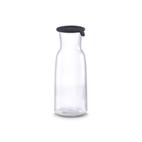 Glasflasche LITT, mit schwarzem Silikondeckel, Inhalt: 0,7 Liter / 700 ml. Höhe