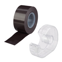 Relaxdays Magnetband 5m, mit Abroller, selbstklebendes Klebeband, Magnetstreifen, für Whiteboard & Kühlschrank, schwarz