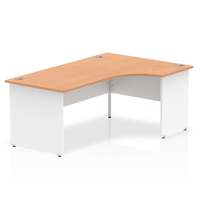 Dynamic Impulse 1800mm Right Crescent Desk Oak Top White Panel End Leg TT000047