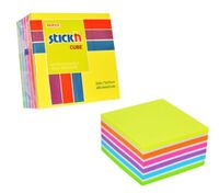 Stickn Sticky Notes Cube 76x76mm 400 Sheets Neon Colours