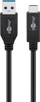 USB-C™-Kabel USB 3.2 Gen 2, 3 A, 0,5 m, schwarz, 0.5 m - USB-Stecker (Typ A) > USB-C™-Stecker