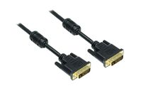 Anschlusskabel DVI-D 24+1 Stecker an Stecker, vergoldete Kontakte, mit Ferritkern, schwarz, 7,5m, G