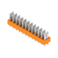 Leiterplattenklemme, 12-polig, RM 5 mm, 0,2-2,5 mm², 15 A, Flachstecker, orange,