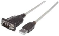 Usb-A To Serial Converter Cable, 1.8M, Male To Male, Serial/Rs232/Com/Db9, Prolific Pl-2303Ra Chip, Black/Silver Cable, Three Years