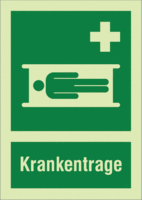 Kombischild - Krankentrage, Grün, 37.1 x 26.2 cm, Kunststoff, Selbstklebend