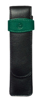 Schreibgeräteetui TG22, 35 x 130 x 20 mm, Rindnappa-Leder, schwarz-grün