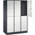 Armario guardarropa de acero de dos pisos INTRO, A x P 1220 x 600 mm, 6 compartimentos, cuerpo gris negruzco, puertas en gris luminoso.