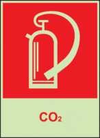 Brandschutz-Kombischild - Feuerlöscher, CO2, Rot, 30 x 20 cm, Aluminium, Weiß
