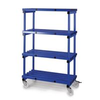 Plastic shelving - up to 360kg - Mobile units - Blue - Choice of 4 widths and 3 depths
