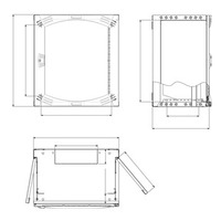 Wandmontiertes, offenes Gehäuse 9HE B600 T500 fest 19"-Glastür R7035