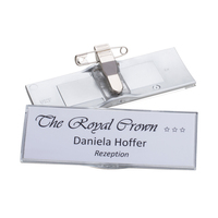 Pin Badge / Identification Badge / Name Badge "Podio Paper slim" | silver coloured with combi-clip