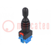 Interruptor: joystick; 22mm; Pos.estab: 1; NA x2; negro; no hay