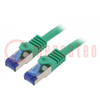 Patch cord; S/FTP; 6a; stranded; Cu; LSZH; green; 5m; 26AWG; -20÷75°C