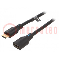 Kabel; HDMI 2.1; HDMI gniazdo,HDMI wtyk; PVC; 1m; czarny; 28AWG