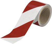 Warnband - Rot/Weiß, 5 cm x 5 m, Reflexfolie, Für außen und innen