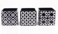 Assorted Deco Pattern Ceramic Cubes - 12.5cm x 12.5cm, Black
