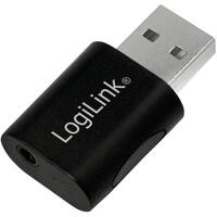 Logilink USB 2.0-Adapter, USB-A/M zu 3,5 mm 4-Pin/F, schwarz