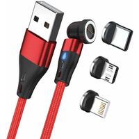 RealPower Magnetic cable 3 Amp,1m,rot mit Adaptern