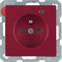 Berker Steckdose mit Schutzkontaktstift, Kontroll-LED u. erh.BS Q.1/Q.3 rot, samt