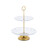 Relaxdays Etagere, Glas & Eisen, HxD: 30 x 23 cm, runder Servierständer, 2 Etagen, Cupcake Ständer, transparent/gold