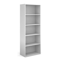 Contract bookcase 2030mm high with 4 shelves - white