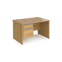 Contract 25 straight desk with 2 drawer silver pedestal and panel leg 1200mm x 8